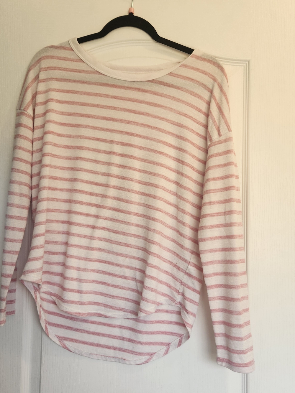 Time and Tru Pink Striped Long Sleeve Crewneck Top S Euc